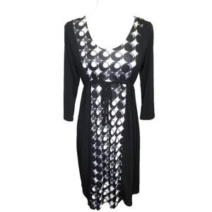 Two Hearts Maternity Midi Dress S Black Cream Color Block 3/4 Sleeve